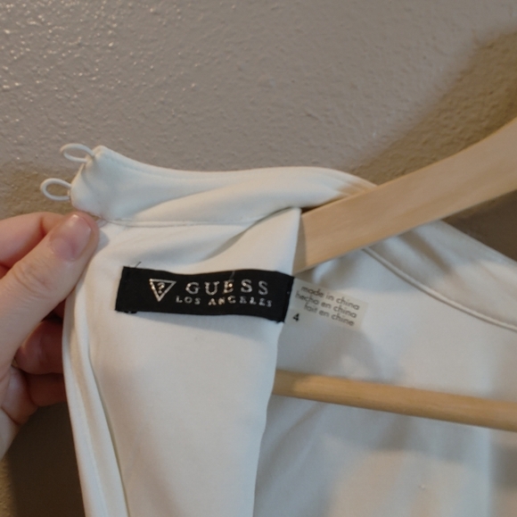 Guess High Neck Sleeveless Pencil Dress Ivory Off White Scuba Knit Sequin Size 4 - Picture 12 of 15